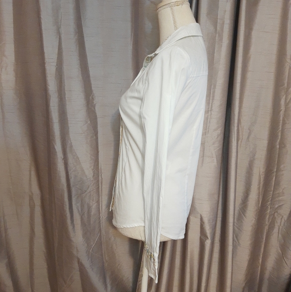 Joe Browns white long sleeve shirt UK 8 Paisley collar & sleeve trim - Picture 4 of 10